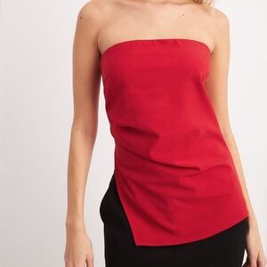 NWOT NA-KD Sleeveless Asymmetric Bandeau Top in Red
